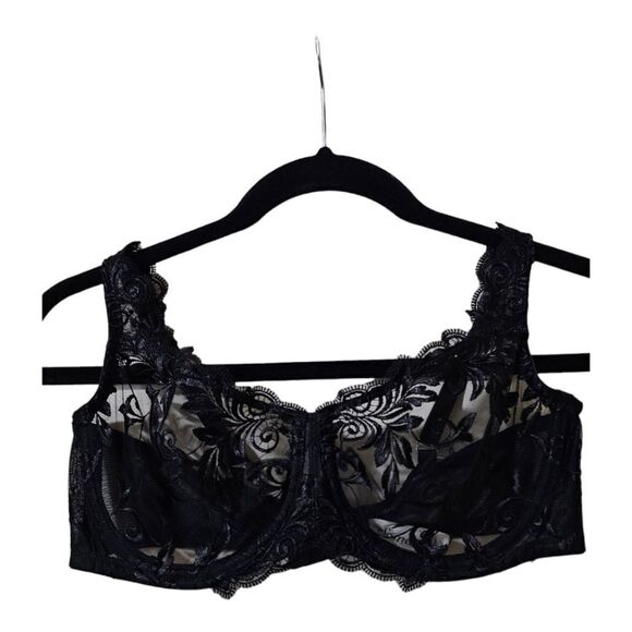 SOLD!! SOMA Sensuous Lace Black Unlined Underwire Bra - Size 36C - Picture 1 of 8
